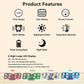 LED digital clock feature icons on box insert for time, date, alarm, and brightness