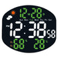 LED digital weather clock with green LED time, date, weekday, humidity and temperature