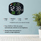 LED digital weather clock with green LED display and brightness level indicator