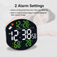 LED digital weather clock with green LED display and alarm settings information