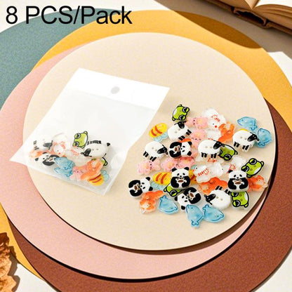 Bagged set of colorful animal-shaped resin buttons, featuring panda, sheep, frog, and cat designs