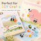 Colorful animal-shaped resin buttons used on DIY paper and cards, showing panda, sheep, frog, and duck