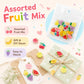 Assorted fruit resin buttons in clear pouch, colorful 2-hole round mix for DIY decor