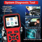 Red OBDII system diagnostic tool with screen, DTC label, and OK/arrow navigation buttons