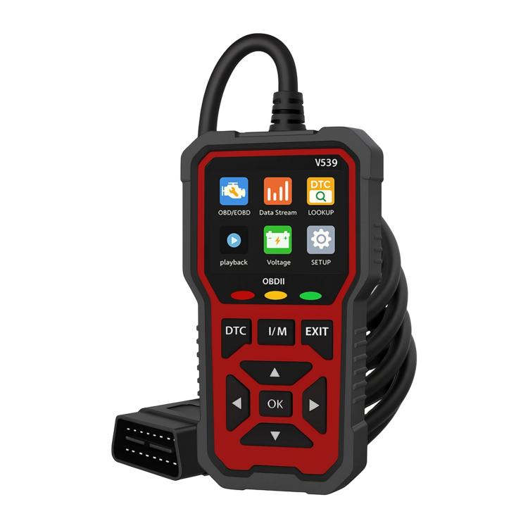 Handheld V539 OBD2 car code reader scanner with color screen and keypad buttons