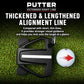 Golf mallet putter with black head and thick black-and-white alignment line
