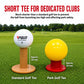 Yellow rubber park golf tee on a round base, ball-holding cup centered