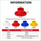 Red rubber park golf tee with round base and vertical ball-holding cup, size diagram