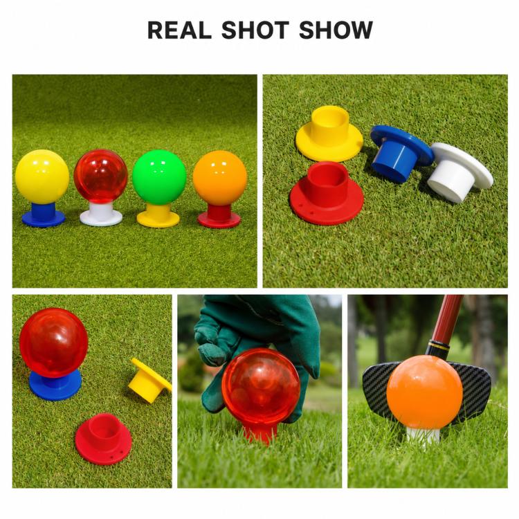 Durable rubber park golf ball tee holders, assorted colors with round holes