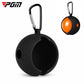 Black silicone park golf ball protective cover with carabiner clip and loop.