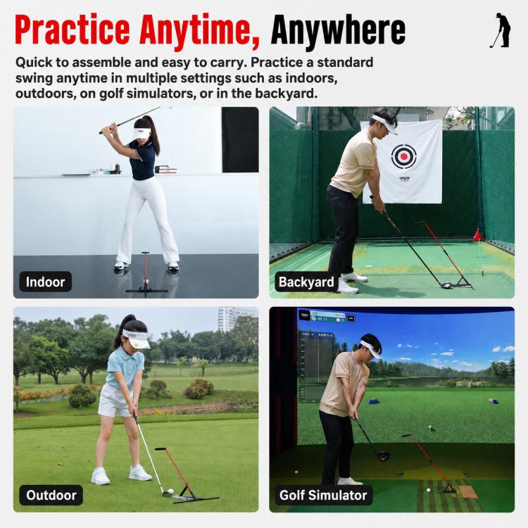 Golf head stabilizer ring swing trainer set used on indoor and outdoor practice mats