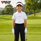 PGM boys short-sleeve golf polo shirt, white polo with dark stripe detail