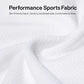 White performance polo fabric close-up with breathable, textured knit surface
