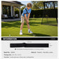 Black golf swing strap dimensions: 123.5 cm length, 4 cm width; adjustable buckle.