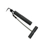 Auto glass removal tool: black T-handle with textured grip and long steel wire