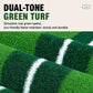 Dual-tone green turf putting mat surface with white center alignment line