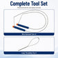 Car stereo removal wire puller set with two wire tools and a loop threading tip
