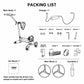 Foldable electric golf push cart packing list showing main body, charger, wheels, and accessories
