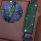 Green diamond-studded car seat belt cover