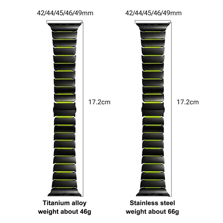 For Apple Watch 46mm / 49mm / 45mm / 44mm Butterfly Clasp Metal Hybrid Silicone Watch Band, Stainless Steel, Titanium Alloy
