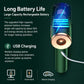 Green UV mattress vacuum with blue UV light glow and USB charging cable