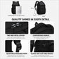 Black waterproof laptop backpack with two-way metal zippers and adjustable shoulder straps