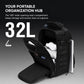 Black waterproof hiking backpack with side compartment and wide-opening front