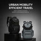 Black laptop backpack with front zip pocket on display and adjustable shoulder straps