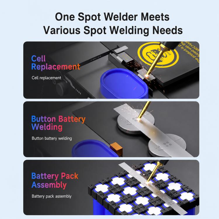 Spot welder demonstrating welding for cells, button batteries, and battery packs