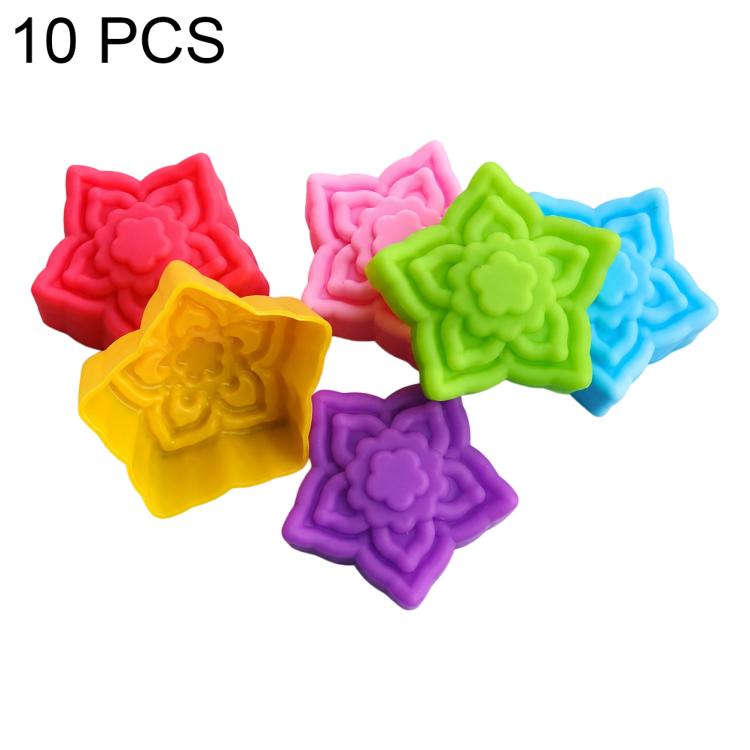 High-temperature silicone flower molds set, 10-pack, five-point and layered flower molds