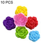 High-temperature silicone flower molds set, 10-pack, rose and blossom molds in assorted colors