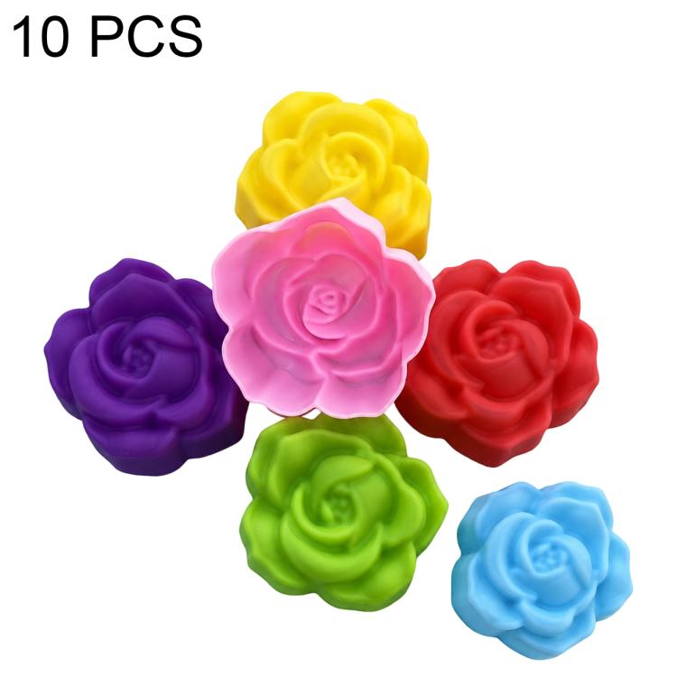 High-temperature silicone flower molds set, 10-pack, rose and blossom molds in assorted colors