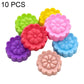Silicone flower molds set, 10-piece pack with purple, red, green, pink, blue, peach flower shapes