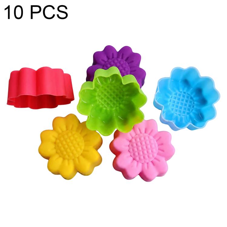 High-temperature silicone flower molds set, 10-pack, assorted colored 3D flower molds