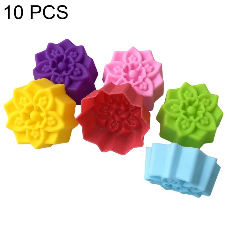 High-temperature silicone flower molds set, 10-pack, assorted geometric and floral molds