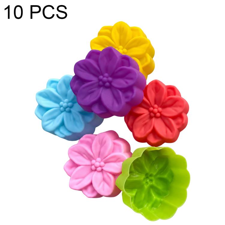 High-temperature silicone flower molds set, 10-pack, layered 3D flower shapes in color