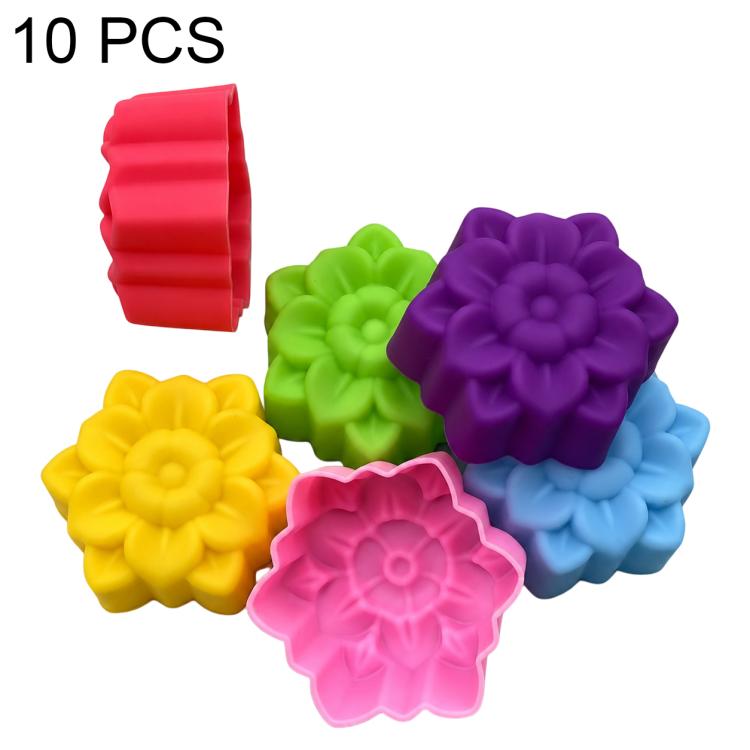 High-temperature silicone flower molds set, 10-pack, mix of red, green, purple and more