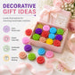 Silicone flower mold set with colorful flower-shaped pieces in a gift box