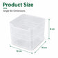 Clear plastic storage bin with open top; size shown as 10 x 10 x 8 cm.