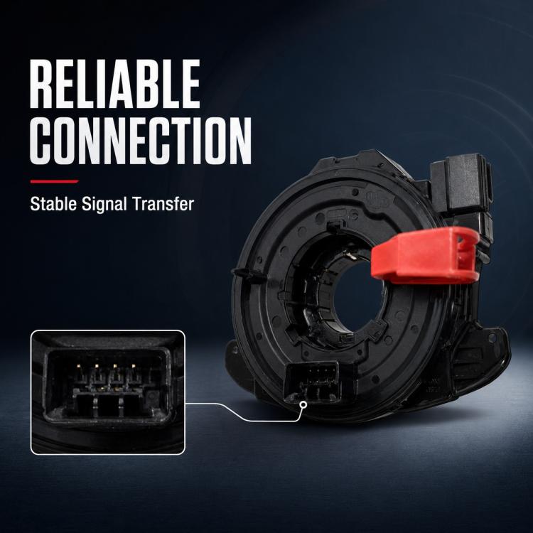 Steering wheel airbag clock spring spiral cable, black housing with red wiring connector