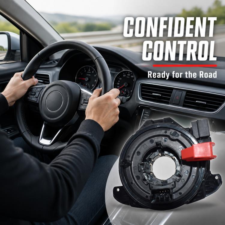 Steering wheel airbag clock spring spiral cable with red clip, by steering wheel