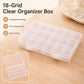 Transparent organizer box with snap lid, 18 grid compartments for small items