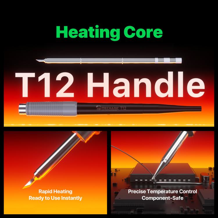 Soldering iron T12 handle and heating core diagram with element illustration