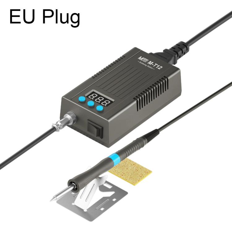 EU plug portable soldering station with digital display and blue control buttons