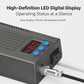 Soldering station control panel with red LED temperature display and blue buttons