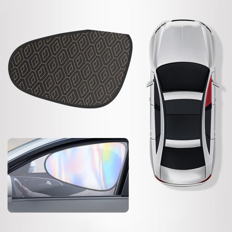 Black geometric privacy car window shade curtain, curved oval panel for side glass