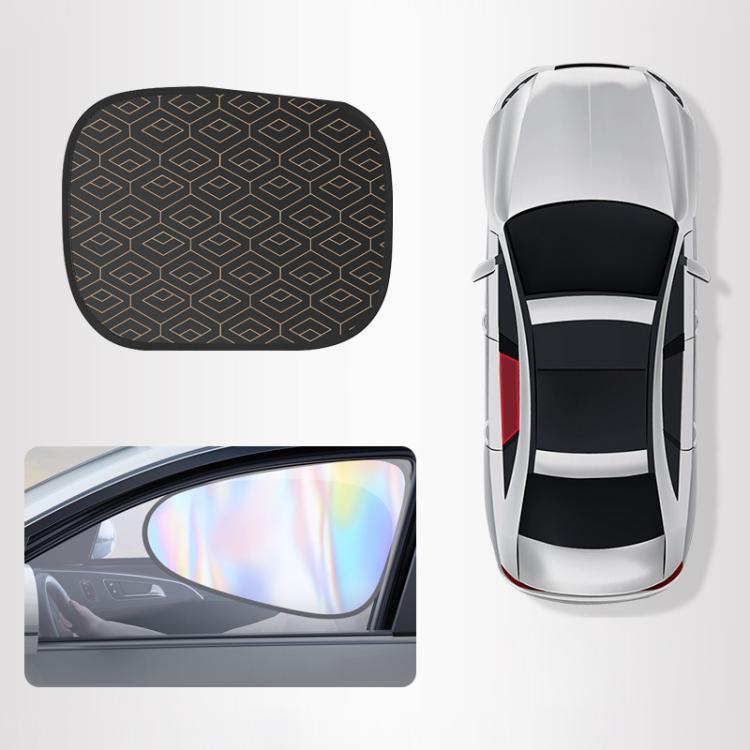 Black geometric laser privacy car window shade, single curved oval panel