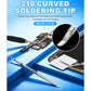 Curved soldering tip with pointed angled end and long slender shaft