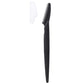 Black eyebrow razor with white anti-cut safety guard and toothed blade edge.