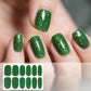 Waterproof glitter nail stickers, emerald green solid color, 12 per sheet